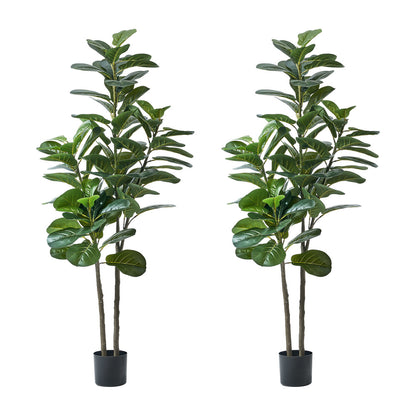 Livsip 2x Artificial Fiddle Leaf Fig Tree Lifelike Faux Plants 150cm-Faux Plant-PEROZ Accessories