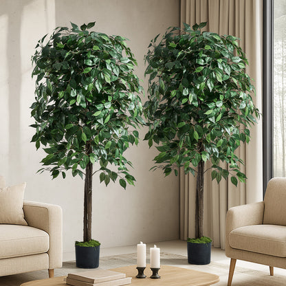 Livsip 2x Artificial Ficus Tree Faux Potted Plants 180cm-Faux Plant-PEROZ Accessories