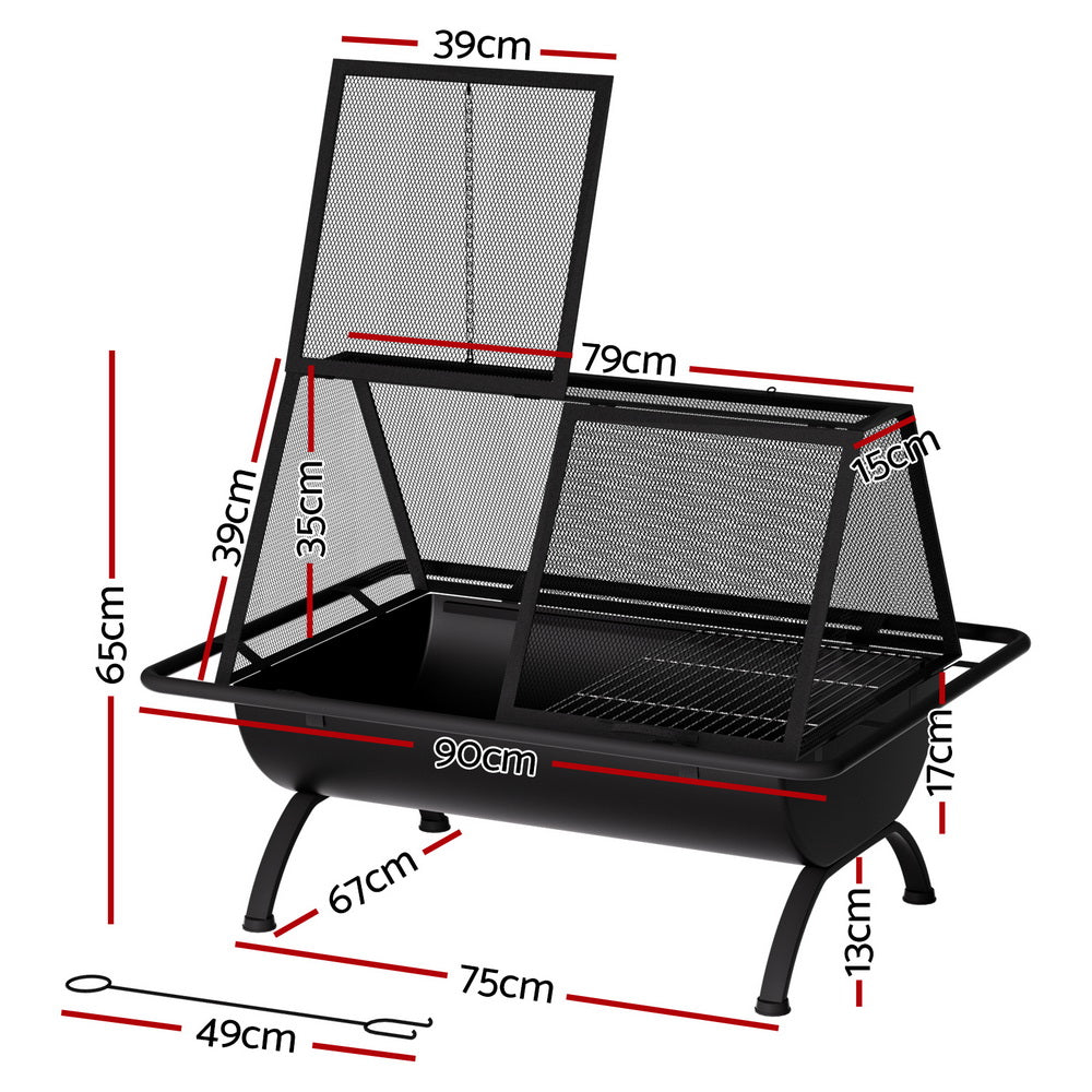 Grillz Fire Pit BBQ Grill Outdoor Fireplace Steel-Home &amp; Garden &gt; BBQ-PEROZ Accessories