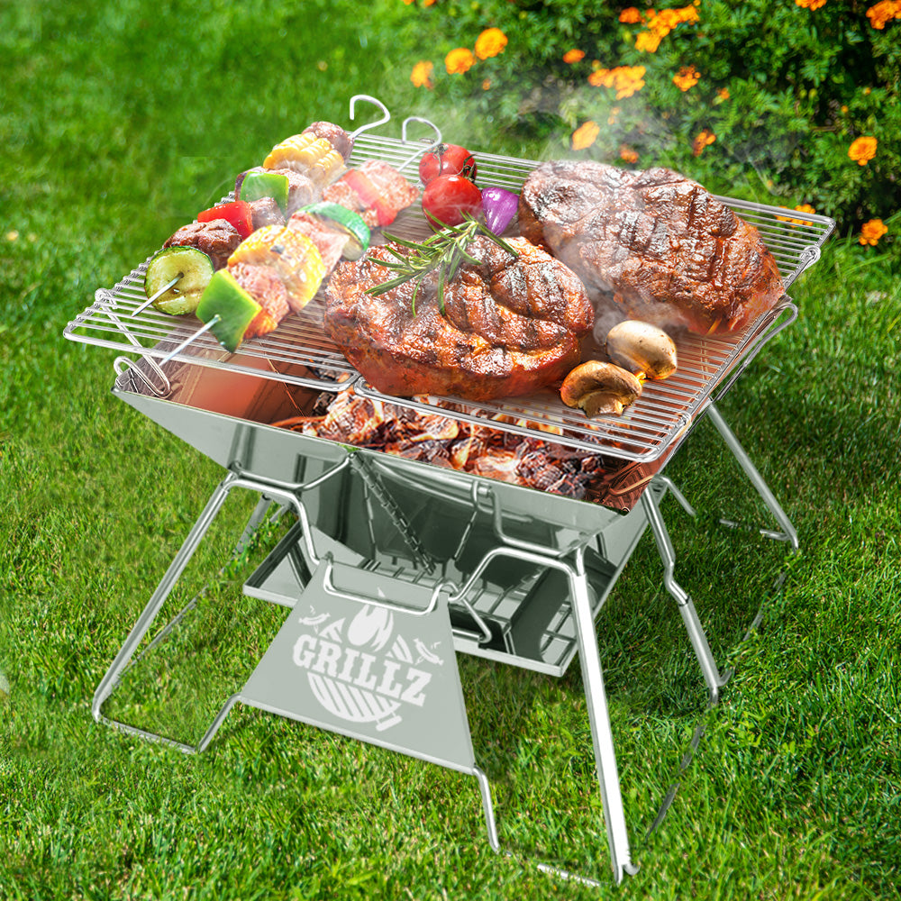 Grillz Fire Pit BBQ Grill with Carry Bag Portable-Home &amp; Garden &gt; Firepits-PEROZ Accessories