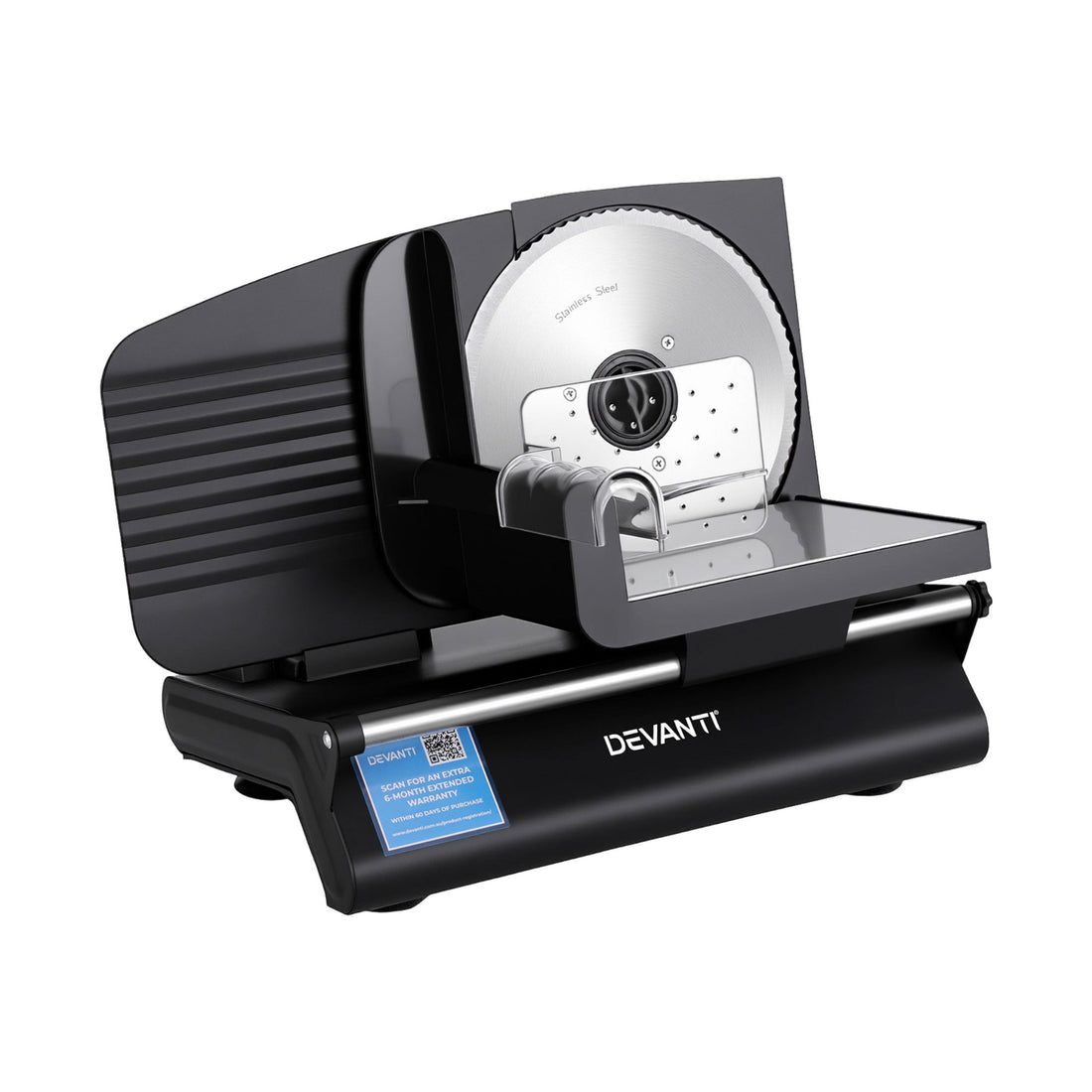 Devanti Meat Slicer Bread Vegetable, 200W Power 0-15mm Adjustable Easy Clean Stable Stainless Steel Blade Food Slicer for Kitchen Commercial, Black-Appliances > Kitchen Appliances > Kitchen Appliance Accessories-PEROZ Accessories