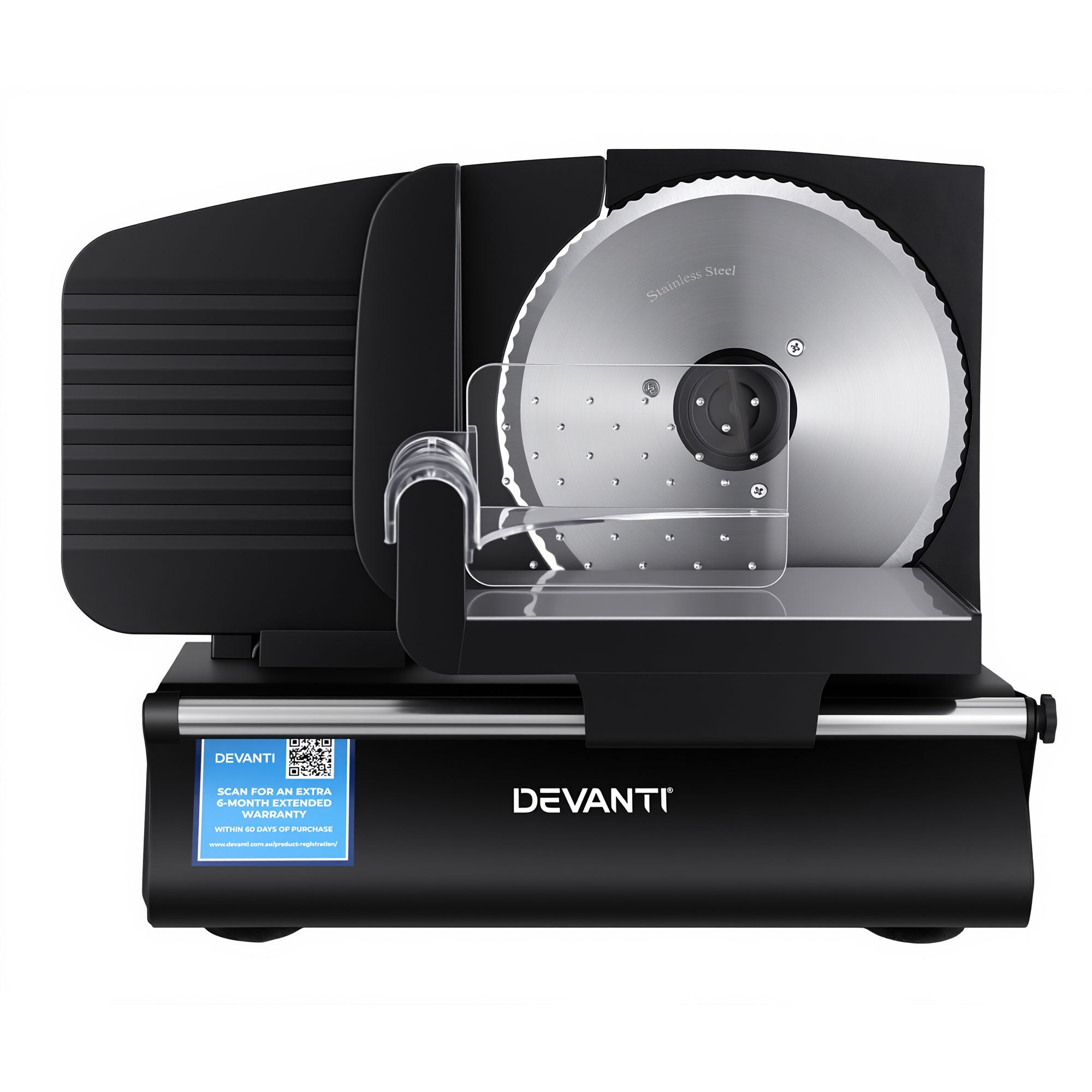 Devanti Meat Slicer Bread Vegetable, 200W Power 0-15mm Adjustable Easy Clean Stable Stainless Steel Blade Food Slicer for Kitchen Commercial, Black-Appliances > Kitchen Appliances > Kitchen Appliance Accessories-PEROZ Accessories