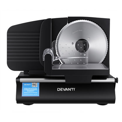 Devanti Meat Slicer Bread Vegetable, 200W Power 0-15mm Adjustable Easy Clean Stable Stainless Steel Blade Food Slicer for Kitchen Commercial, Black-Appliances > Kitchen Appliances > Kitchen Appliance Accessories-PEROZ Accessories