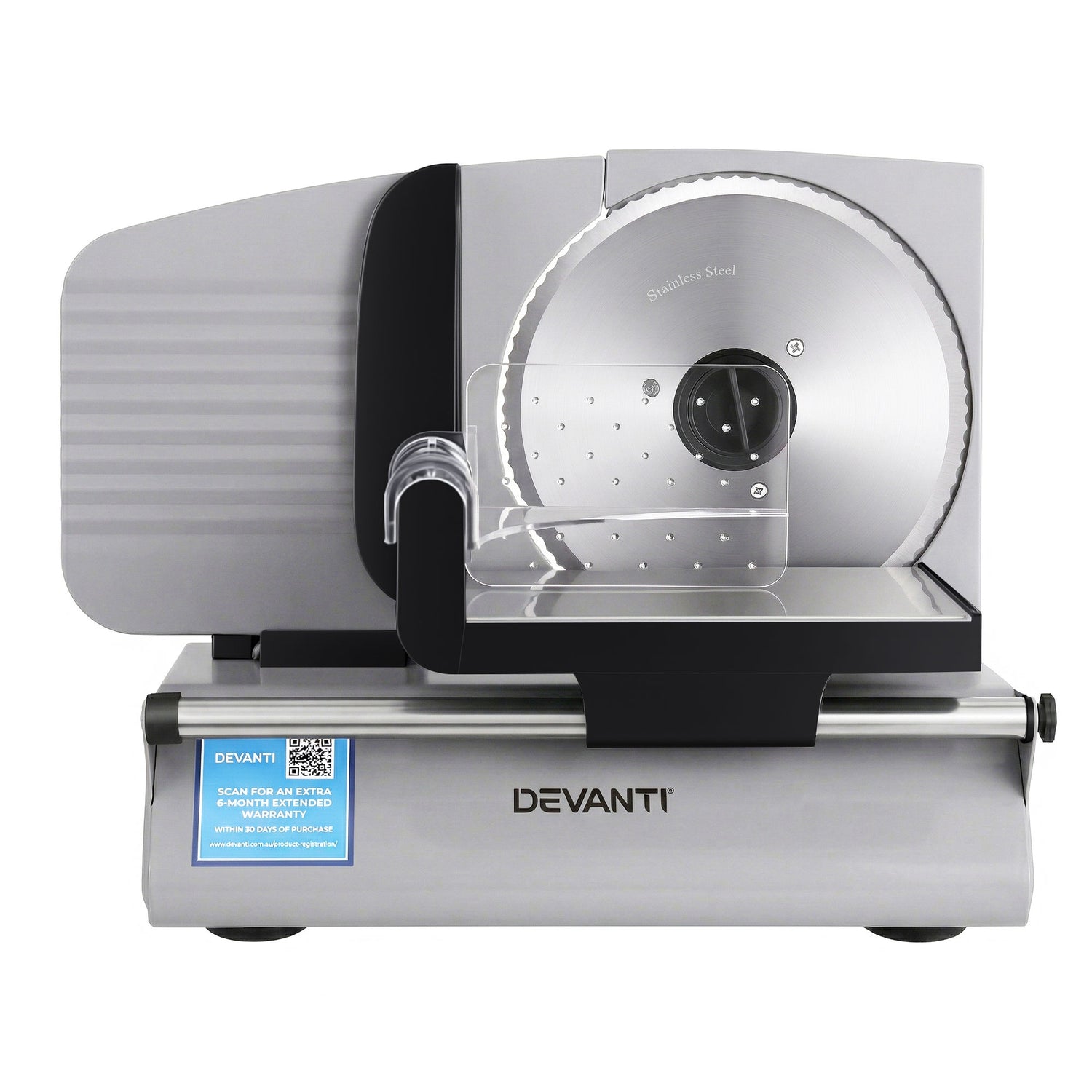 Devanti Meat Slicer Bread Vegetable, 200W Power 0-15mm Adjustable Easy Clean Stable Stainless Steel Blade Food Slicer for Kitchen Commercial, Silver-Appliances > Kitchen Appliances > Kitchen Appliance Accessories-PEROZ Accessories