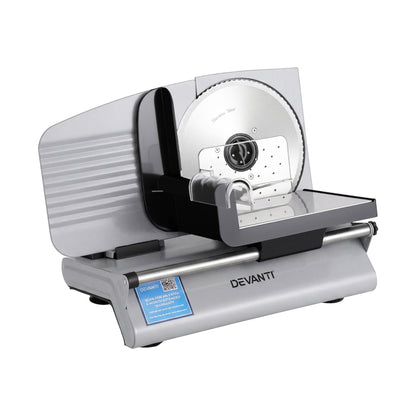 Devanti Meat Slicer Bread Vegetable, 200W Power 0-15mm Adjustable Easy Clean Stable Stainless Steel Blade Food Slicer for Kitchen Commercial, Silver-Appliances > Kitchen Appliances > Kitchen Appliance Accessories-PEROZ Accessories