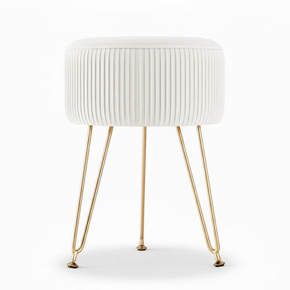 Artiss Ottoman Foot Stool Vanity Velvet Round White-Furniture &gt; Living Room &gt; Ottomans &amp; Footstools-PEROZ Accessories