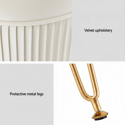 Artiss Ottoman Foot Stool Vanity Velvet Round White-Furniture &gt; Living Room &gt; Ottomans &amp; Footstools-PEROZ Accessories