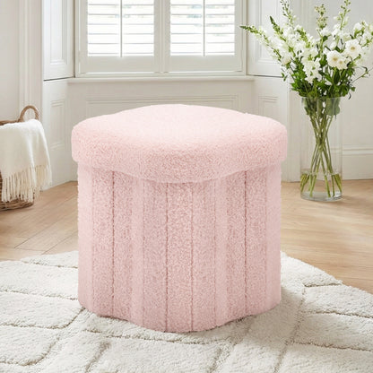 Artiss Storage Ottoman Foot Stool Foldable Pink-Furniture > Living Room > Ottomans &amp; Footstools-PEROZ Accessories