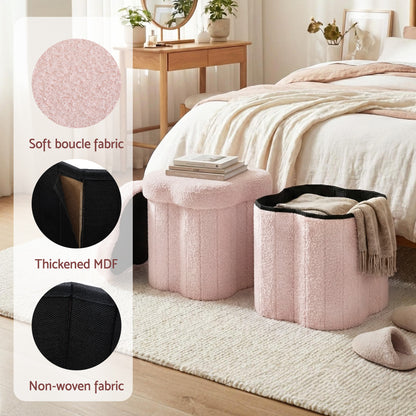 Artiss Storage Ottoman Foot Stool Foldable Pink-Furniture > Living Room > Ottomans &amp; Footstools-PEROZ Accessories