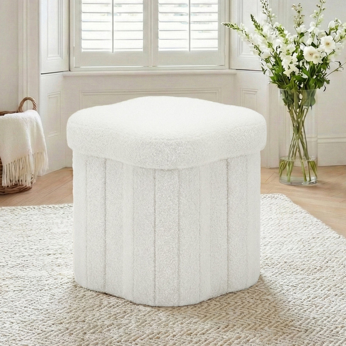 Artiss Storage Ottoman Foot Stool Foldable White-Furniture > Living Room > Ottomans &amp; Footstools-PEROZ Accessories