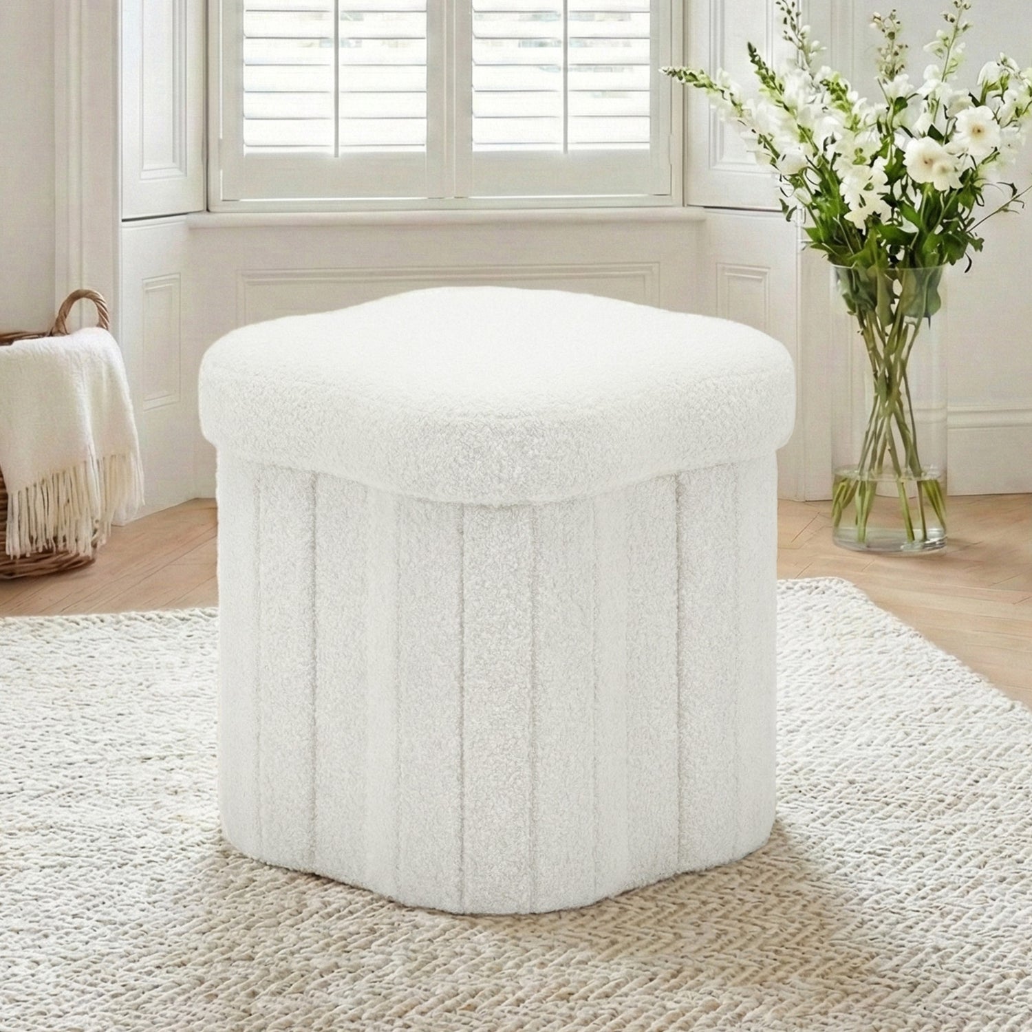 Artiss Storage Ottoman Foot Stool Foldable White-Furniture > Living Room > Ottomans &amp; Footstools-PEROZ Accessories