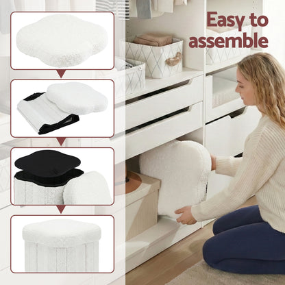 Artiss Storage Ottoman Foot Stool Foldable White-Furniture > Living Room > Ottomans &amp; Footstools-PEROZ Accessories