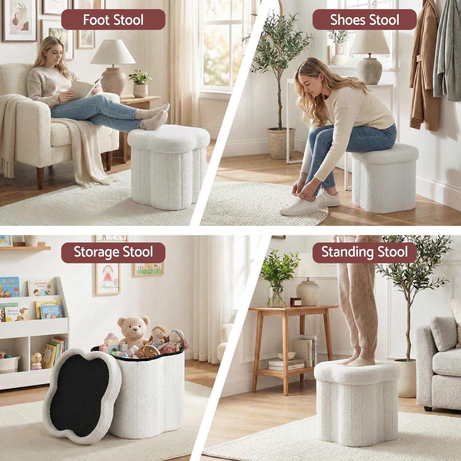 Artiss Storage Ottoman Foot Stool Foldable White-Furniture > Living Room > Ottomans &amp; Footstools-PEROZ Accessories
