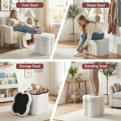 Artiss Storage Ottoman Foot Stool Foldable White-Furniture > Living Room > Ottomans &amp; Footstools-PEROZ Accessories