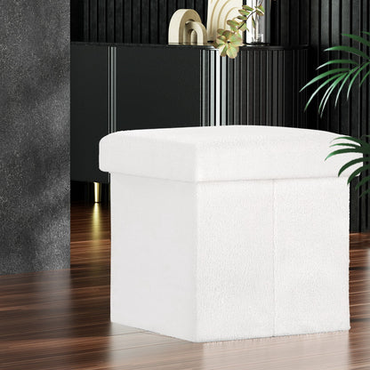 Artiss Ottoman Storage Foot Stool Vanity Square Teddy-Furniture &gt; Living Room-PEROZ Accessories