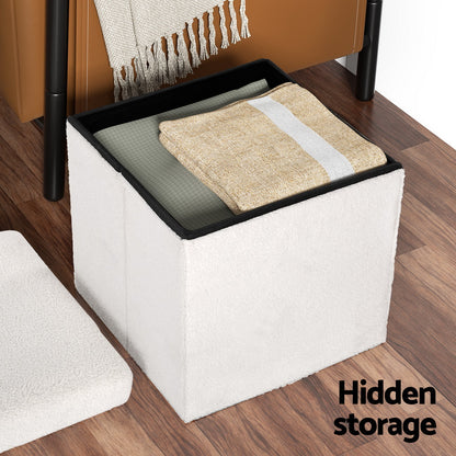Artiss Ottoman Storage Foot Stool Vanity Square Teddy-Furniture &gt; Living Room-PEROZ Accessories