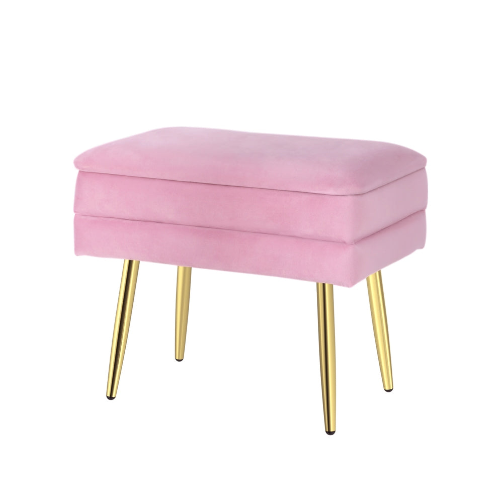 Artiss Ottoman Storage Foot Stool Vanity Velvet Pink-Furniture &gt; Living Room-PEROZ Accessories