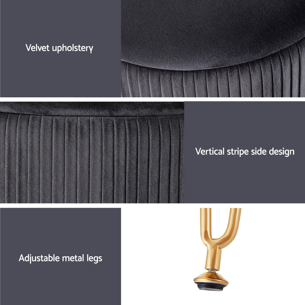 Artiss Ottoman Storage Foot Stool Vanity Velvet Round Grey-Furniture &gt; Living Room &gt; Ottomans &amp; Footstools-PEROZ Accessories