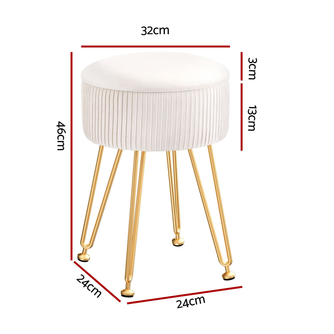Artiss Ottoman Storage Foot Stool Vanity Velvet Round White-Furniture > Living Room > Ottomans &amp; Footstools-PEROZ Accessories