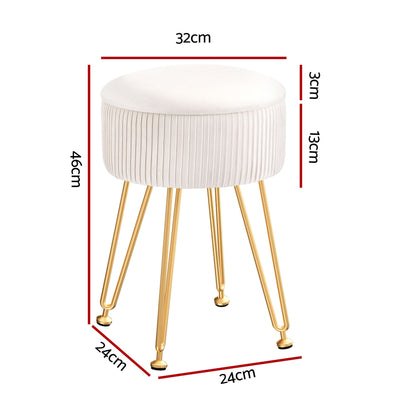 Artiss Ottoman Storage Foot Stool Vanity Velvet Round White-Furniture > Living Room > Ottomans &amp; Footstools-PEROZ Accessories