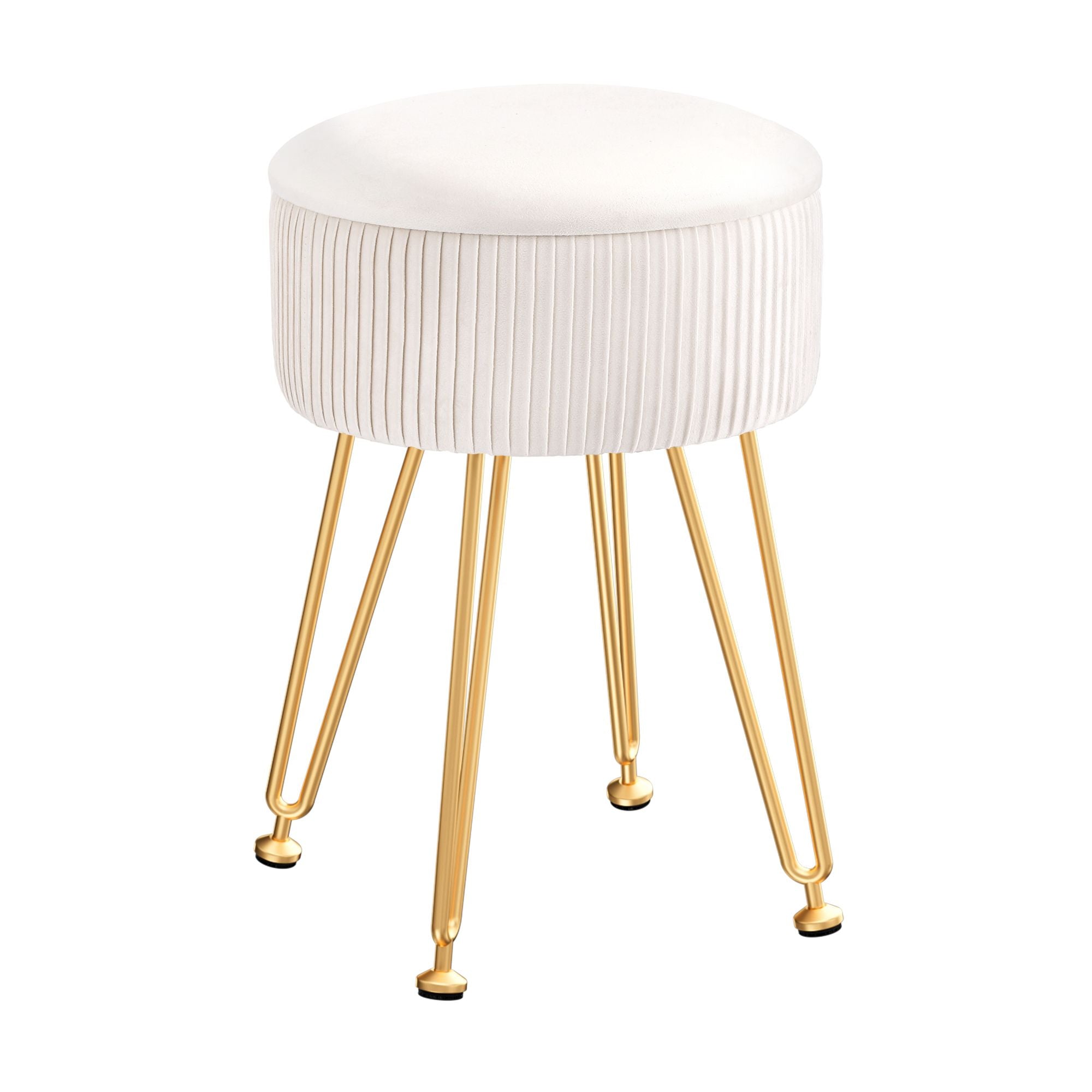 Artiss Ottoman Storage Foot Stool Vanity Velvet Round White-Furniture > Living Room > Ottomans &amp; Footstools-PEROZ Accessories