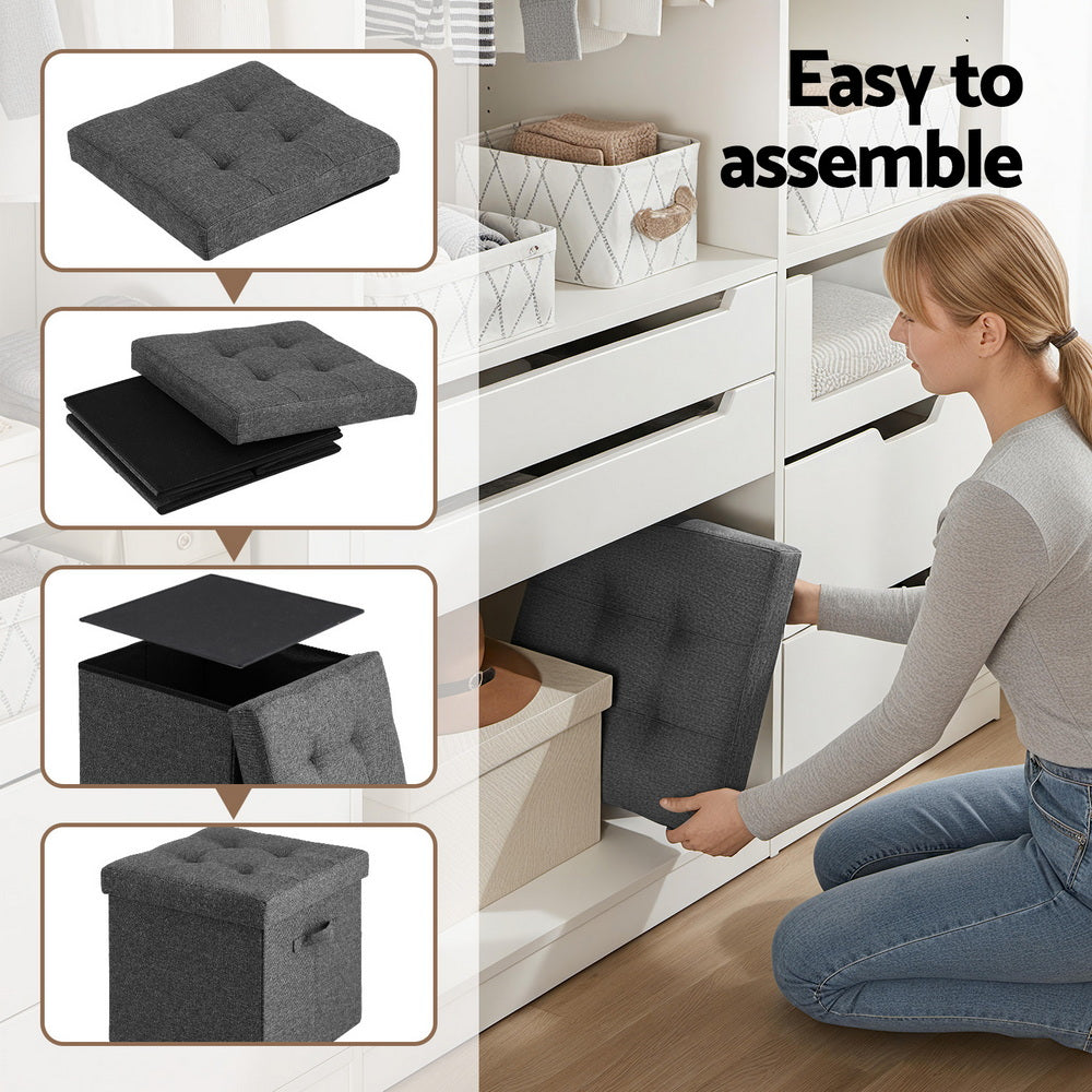Artiss Storage Ottoman Rest Foot Stool Foldable-Furniture > Living Room > Ottomans &amp; Footstools-PEROZ Accessories