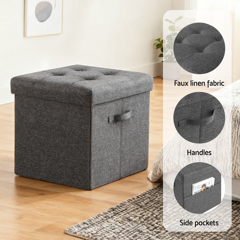 Artiss Storage Ottoman Rest Foot Stool Foldable-Furniture > Living Room > Ottomans &amp; Footstools-PEROZ Accessories