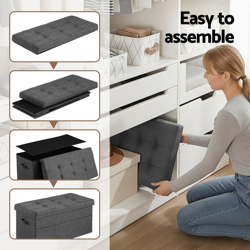 Artiss Storage Ottoman Foot Stool Rest Foldable-Furniture > Living Room > Ottomans &amp; Footstools-PEROZ Accessories