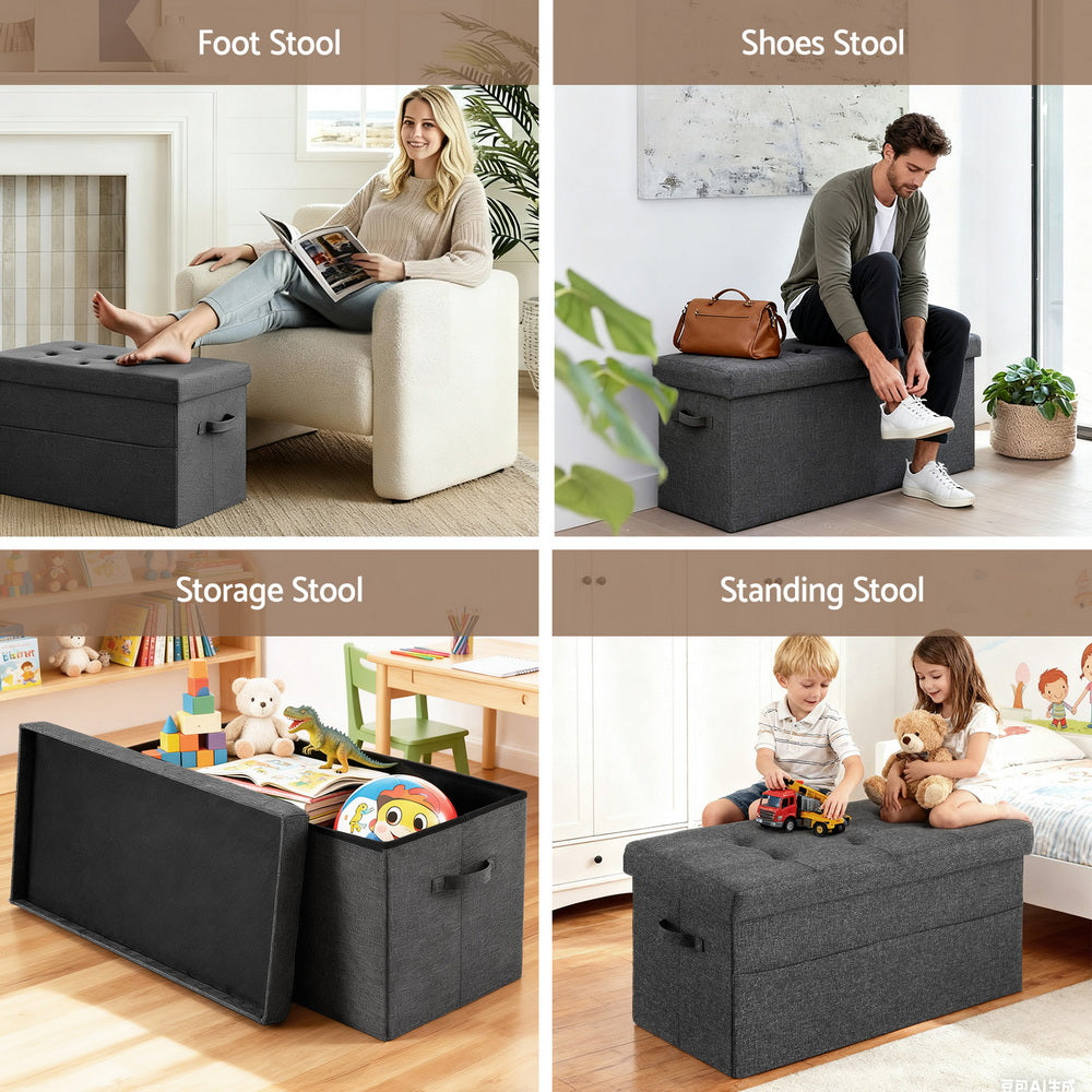 Artiss Storage Ottoman Foot Stool Rest Foldable-Furniture > Living Room > Ottomans &amp; Footstools-PEROZ Accessories