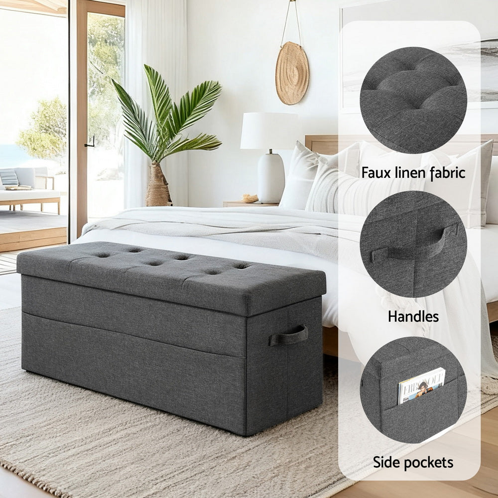Artiss Storage Ottoman Foot Stool Rest Foldable-Furniture > Living Room > Ottomans &amp; Footstools-PEROZ Accessories