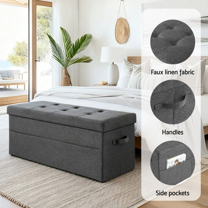 Artiss Storage Ottoman Foot Stool Rest Foldable-Furniture > Living Room > Ottomans &amp; Footstools-PEROZ Accessories