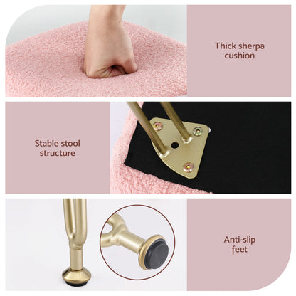 Artiss Storage Ottoman Vanity Stool Foot Stool Folding Back Pink-Furniture > Living Room > Ottomans &amp; Footstools-PEROZ Accessories