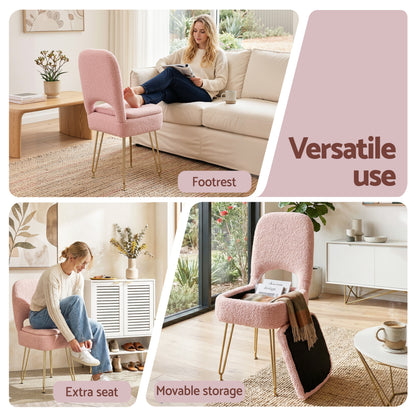 Artiss Storage Ottoman Vanity Stool Foot Stool Folding Back Pink-Furniture > Living Room > Ottomans &amp; Footstools-PEROZ Accessories