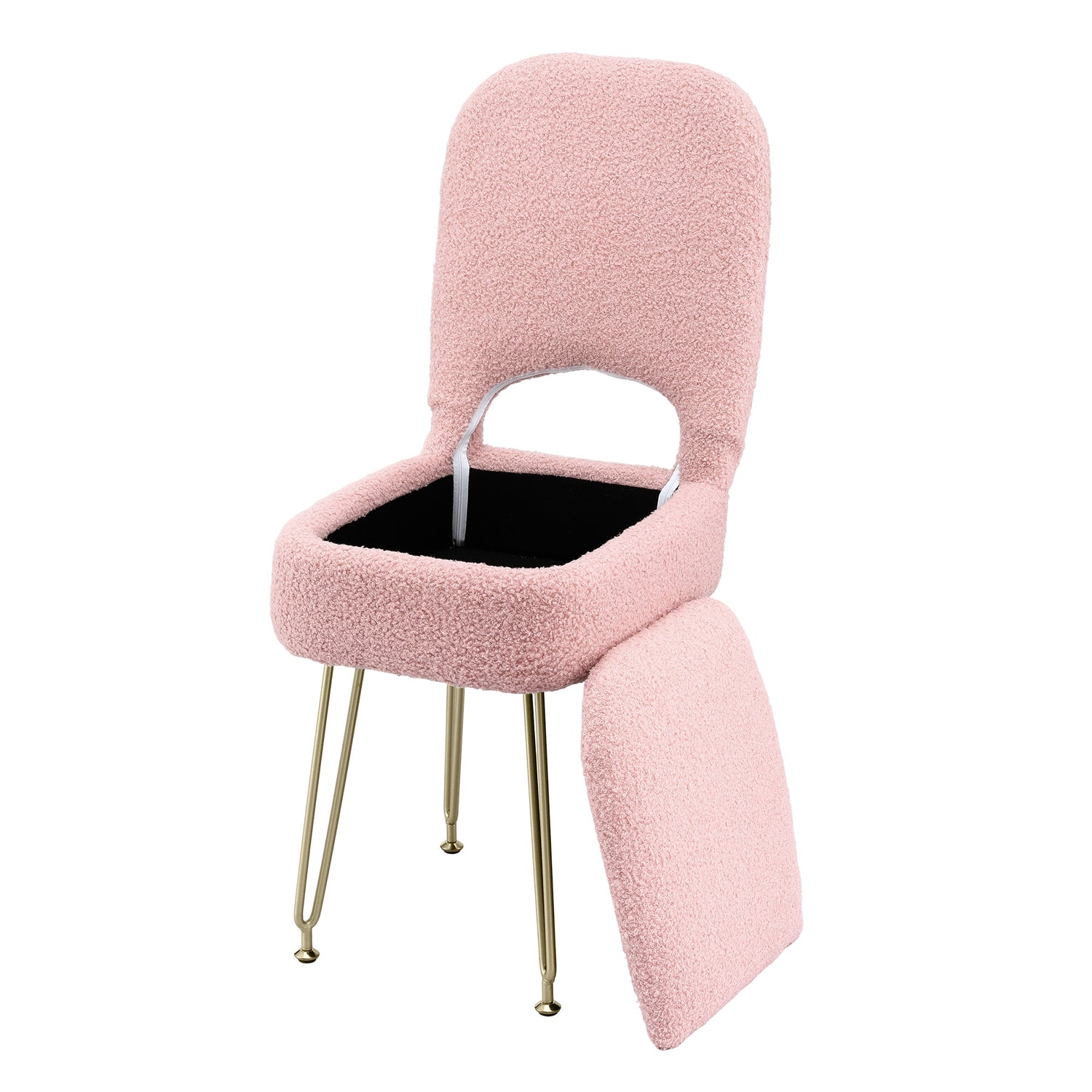 Artiss Storage Ottoman Vanity Stool Foot Stool Folding Back Pink-Furniture > Living Room > Ottomans &amp; Footstools-PEROZ Accessories
