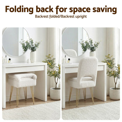 Artiss Storage Ottoman Vanity Stool Foot Stool Folding Back White-Furniture > Living Room > Ottomans &amp; Footstools-PEROZ Accessories