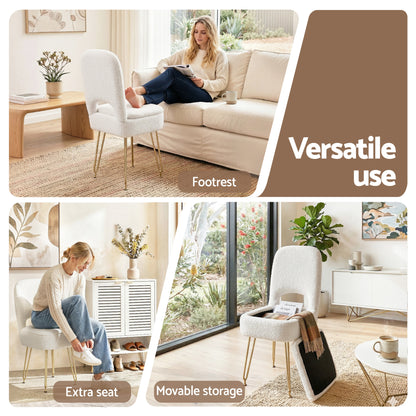 Artiss Storage Ottoman Vanity Stool Foot Stool Folding Back White-Furniture > Living Room > Ottomans &amp; Footstools-PEROZ Accessories
