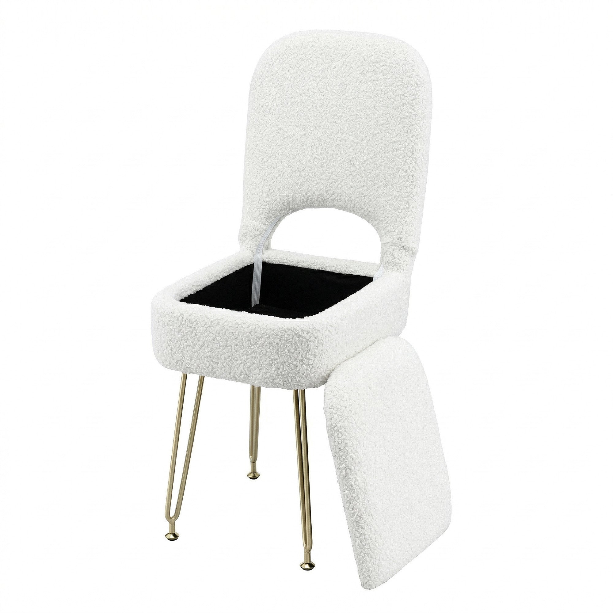 Artiss Storage Ottoman Vanity Stool Foot Stool Folding Back White-Furniture > Living Room > Ottomans &amp; Footstools-PEROZ Accessories
