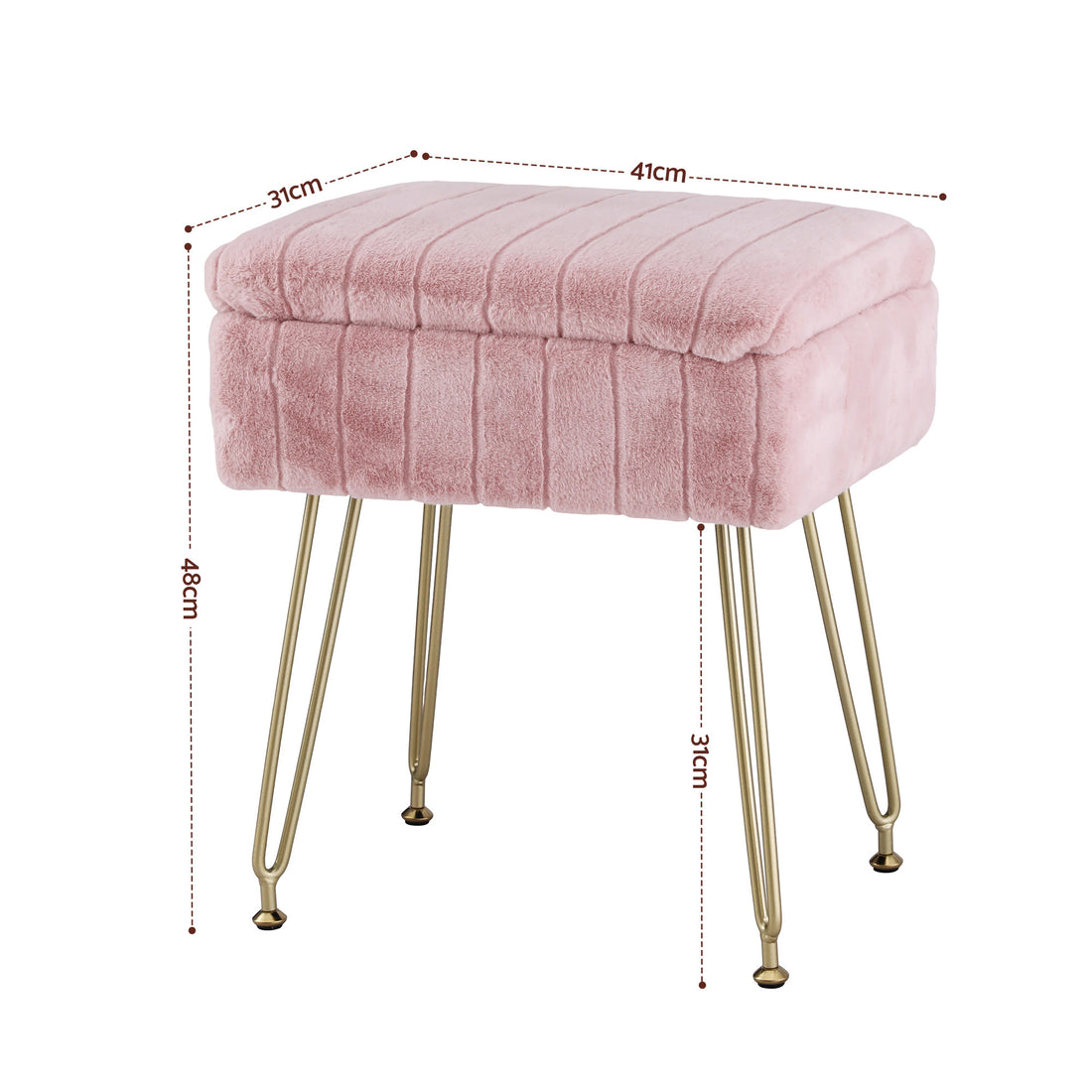 Artiss Storage Ottoman Vanity Foot Stool Pink-Furniture > Living Room > Ottomans &amp; Footstools-PEROZ Accessories