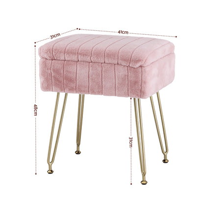 Artiss Storage Ottoman Vanity Foot Stool Pink-Furniture > Living Room > Ottomans &amp; Footstools-PEROZ Accessories