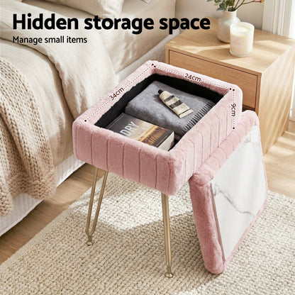 Artiss Storage Ottoman Vanity Foot Stool Pink-Furniture > Living Room > Ottomans &amp; Footstools-PEROZ Accessories