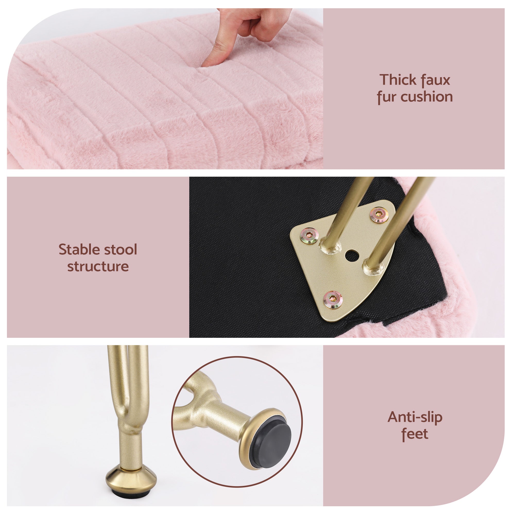 Artiss Storage Ottoman Vanity Foot Stool Pink-Furniture > Living Room > Ottomans &amp; Footstools-PEROZ Accessories