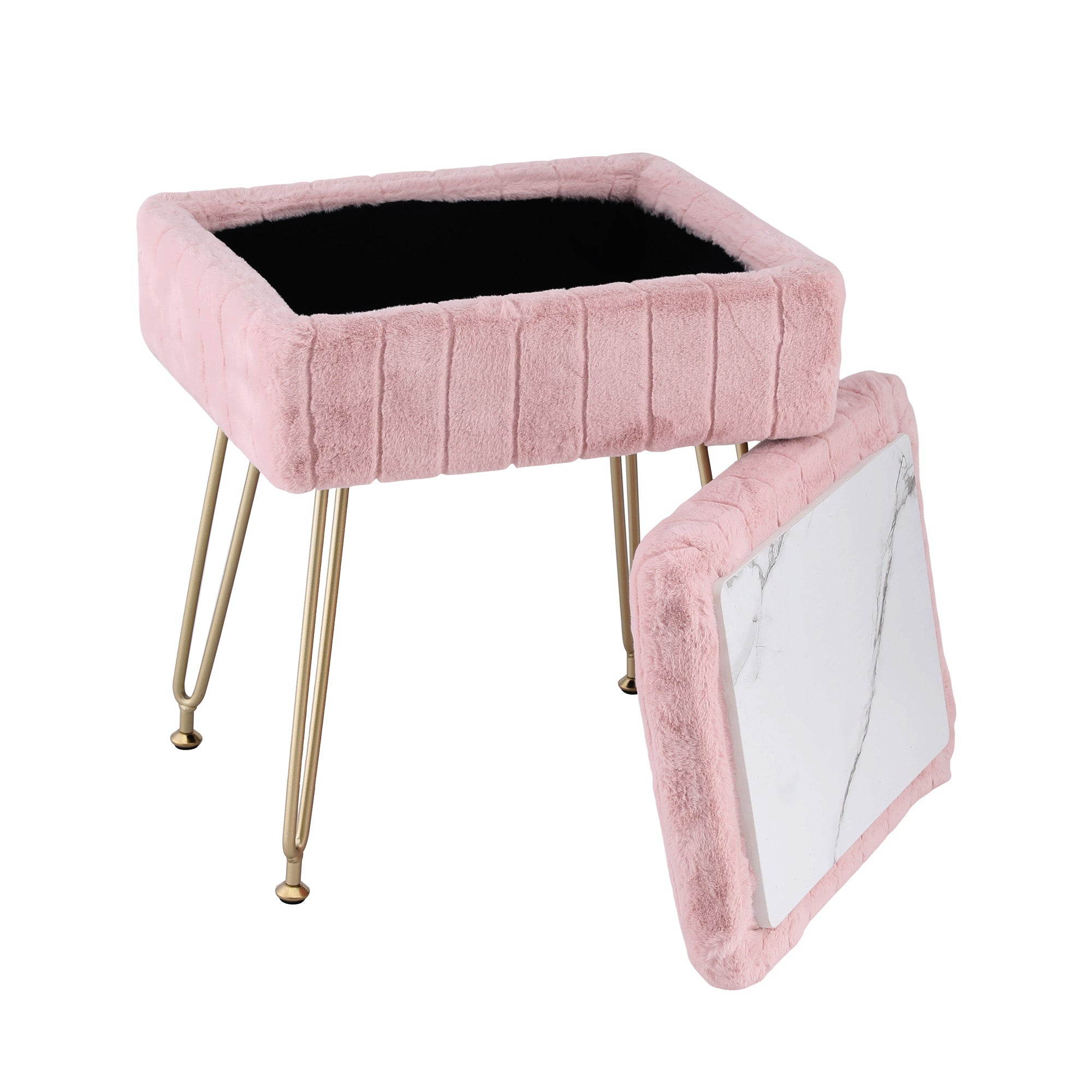 Artiss Storage Ottoman Vanity Foot Stool Pink-Furniture > Living Room > Ottomans &amp; Footstools-PEROZ Accessories