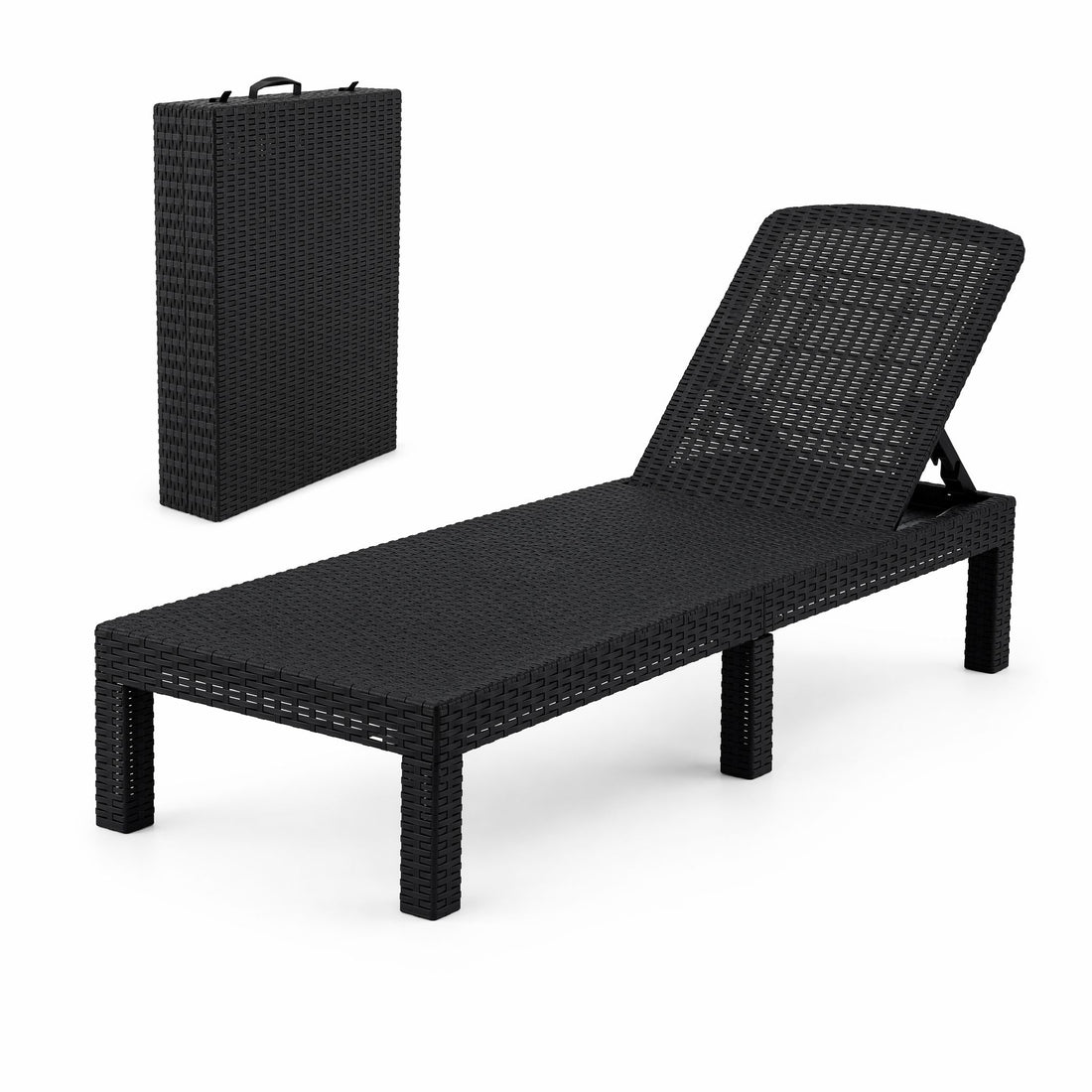 Gardeon Sun Lounge Outdoor Folding Recliner Patio Pool Beach Chair Rattan Black-Home &amp; Garden > Bedding > Bed Sheets-PEROZ Accessories