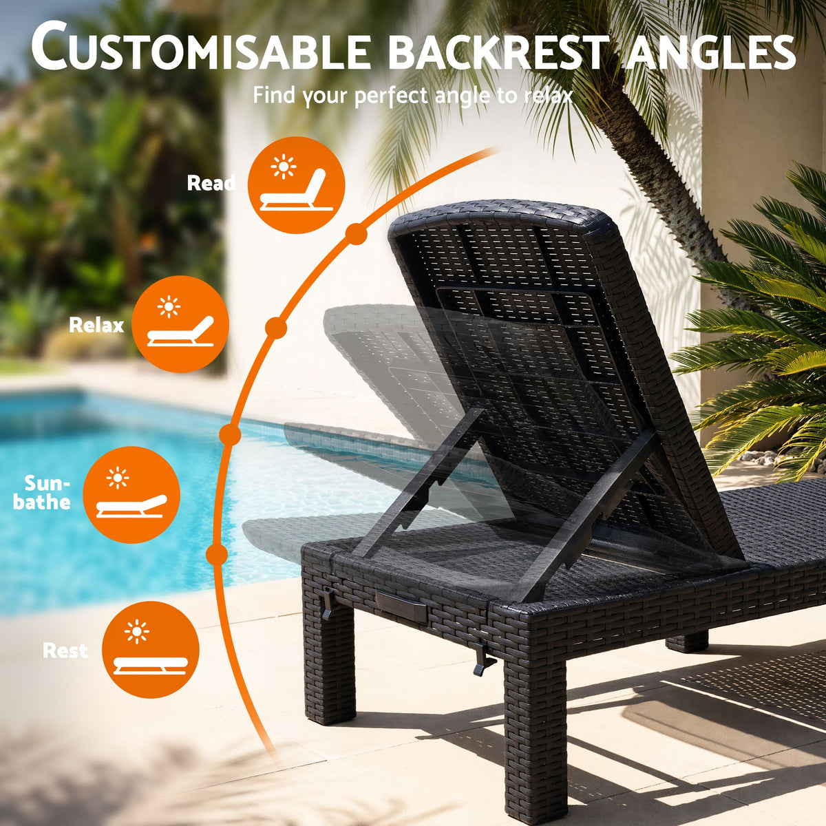 Gardeon 2X Foldable Sun Lounges Outdoor Recliner Patio Beach Chair Rattan Black-Furniture > Outdoor > Outdoor Chairs-PEROZ Accessories