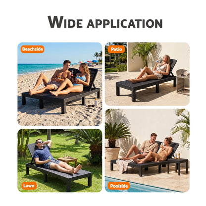 Gardeon 2X Foldable Sun Lounges Outdoor Recliner Patio Beach Chair Rattan Black-Furniture > Outdoor > Outdoor Chairs-PEROZ Accessories