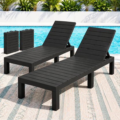 Gardeon 2X Foldable Sun Lounges Outdoor Recliner Patio Beach Chair Slatted Black-Furniture > Outdoor > Outdoor Chairs-PEROZ Accessories