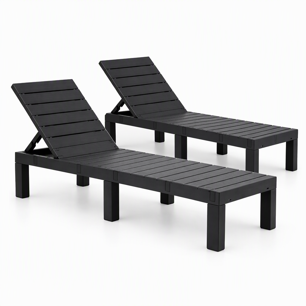 Gardeon 2X Foldable Sun Lounges Outdoor Recliner Patio Beach Chair Slatted Black-Furniture > Outdoor > Outdoor Chairs-PEROZ Accessories