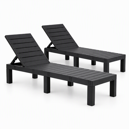 Gardeon 2X Foldable Sun Lounges Outdoor Recliner Patio Beach Chair Slatted Black-Furniture > Outdoor > Outdoor Chairs-PEROZ Accessories
