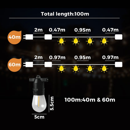 Mazam 100M LED Festoon String Lights Waterproof-Festoon Light-PEROZ Accessories