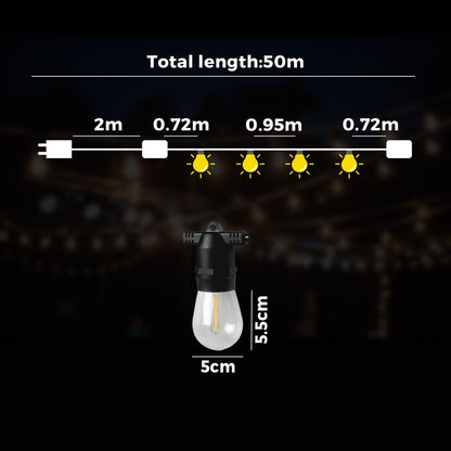 Mazam 50M LED Festoon String Lights Waterproof-Festoon Light-PEROZ Accessories